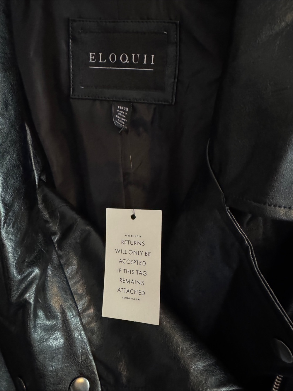 ELOQUII Black Faux Leather Moto Jacket NWT Plus Size Biker - Picture 3 of 10